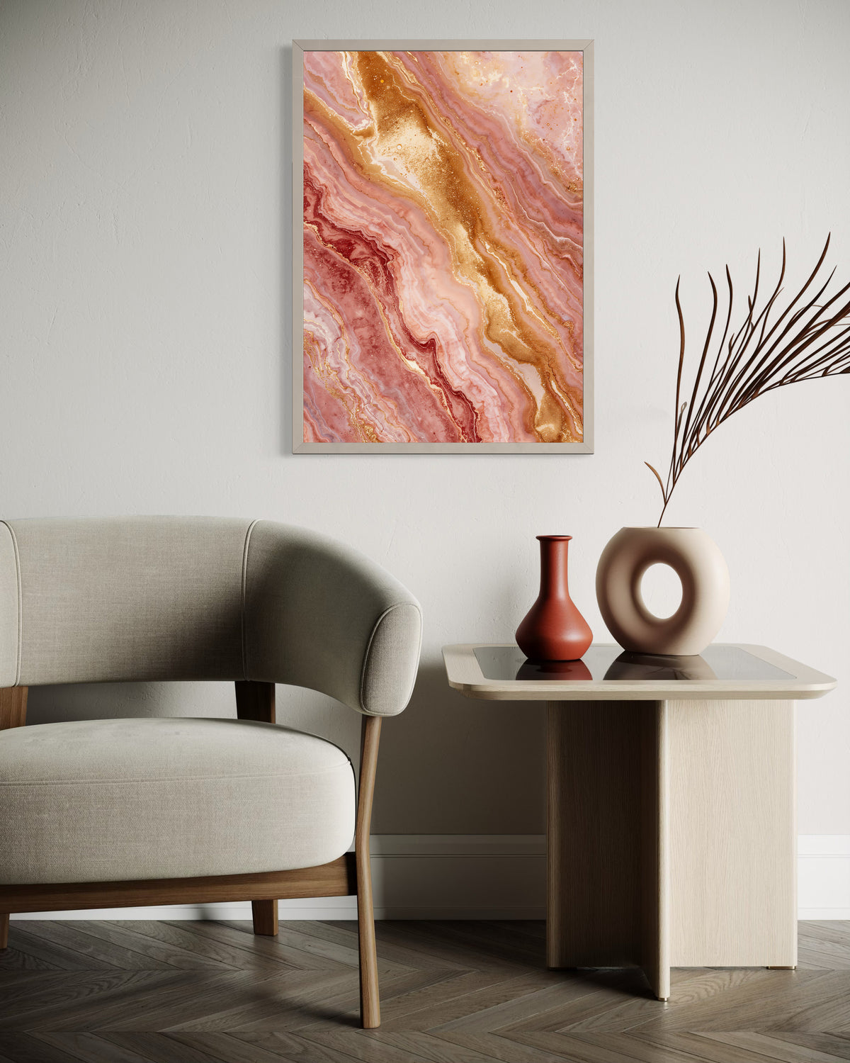 Golden Pink Marble n.1 in a room