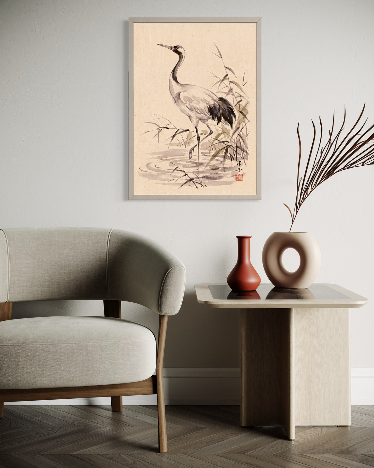 Japanese Art Crane in a room