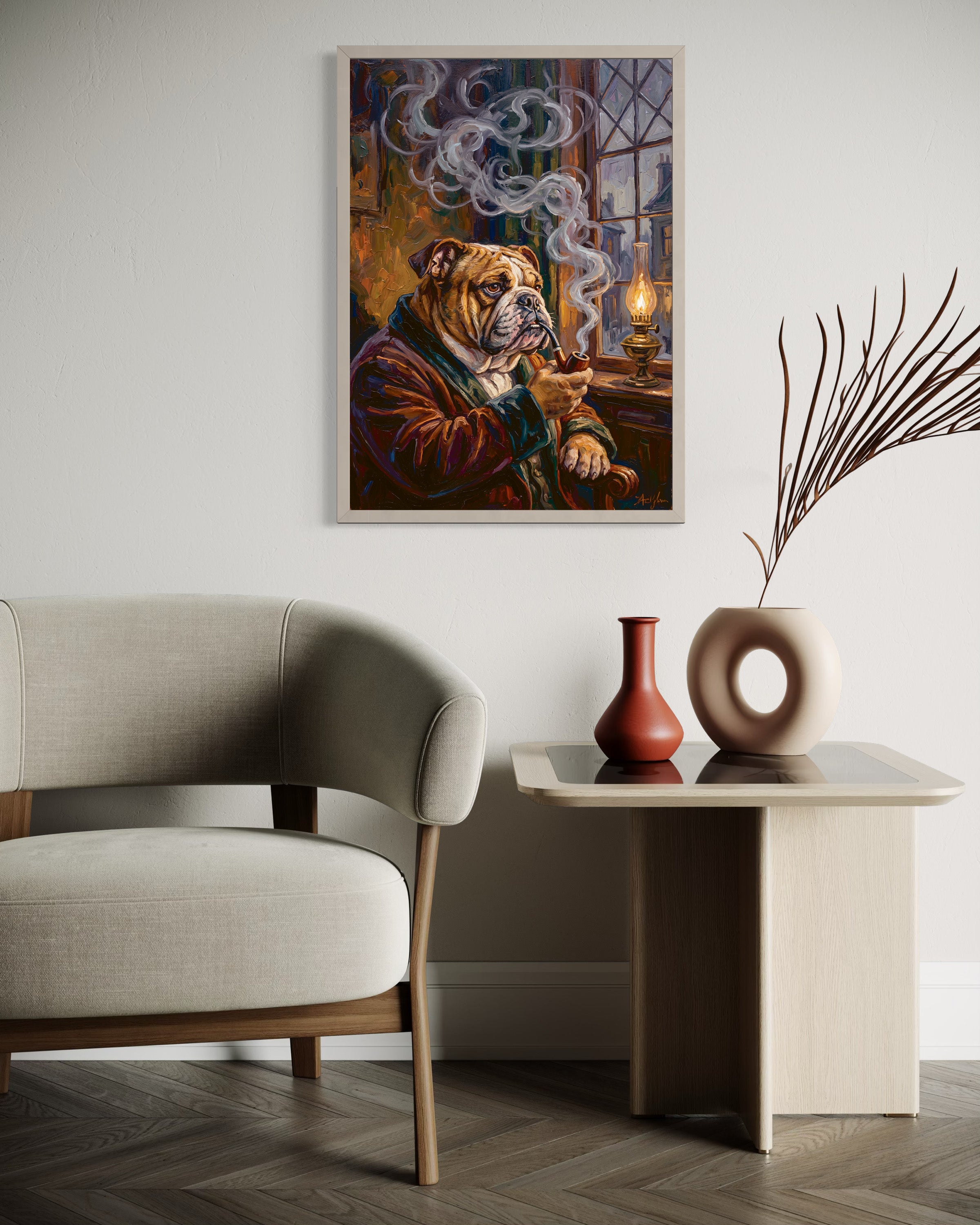 English Bulldog Smoking