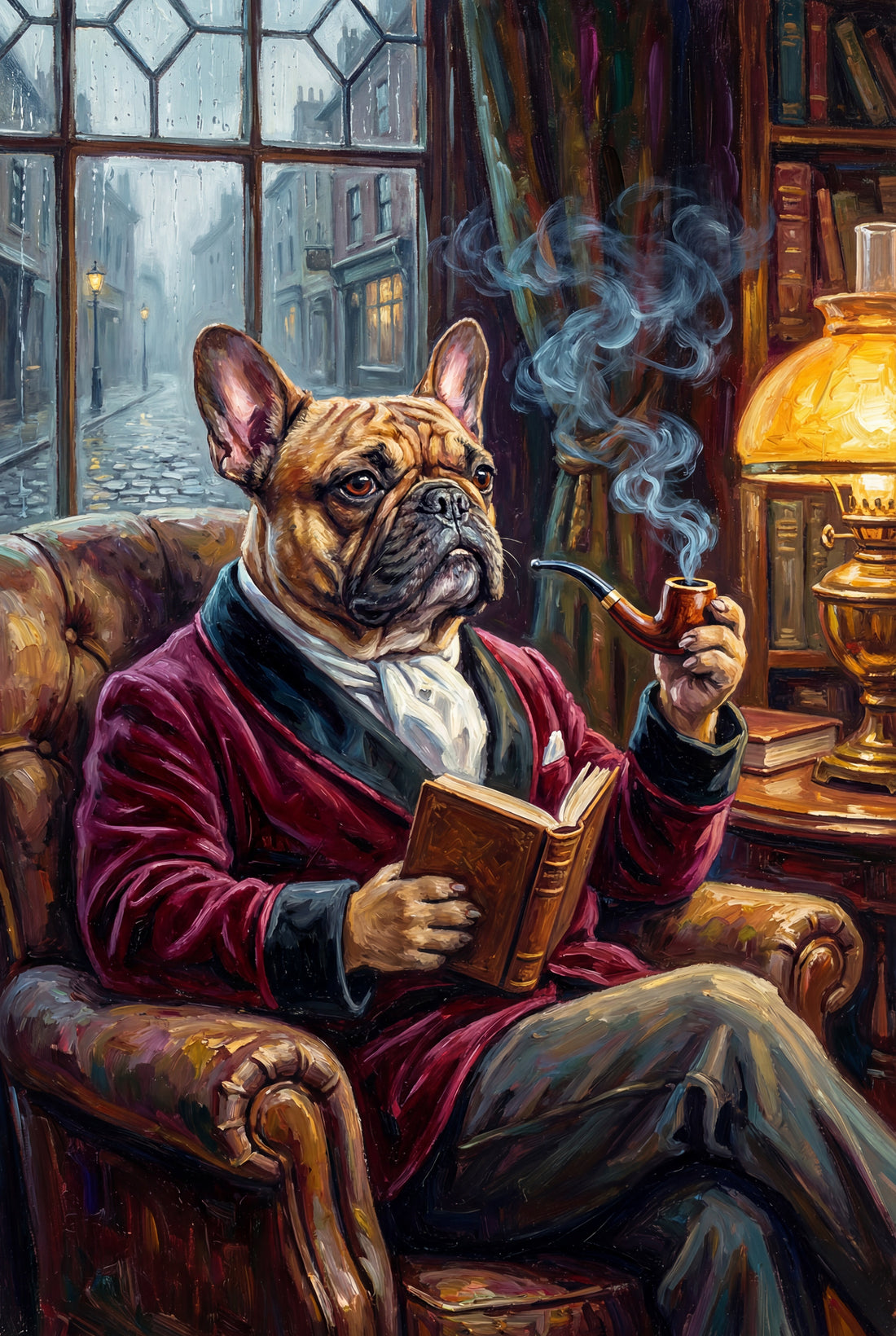 French Bulldog Smoking framed preview