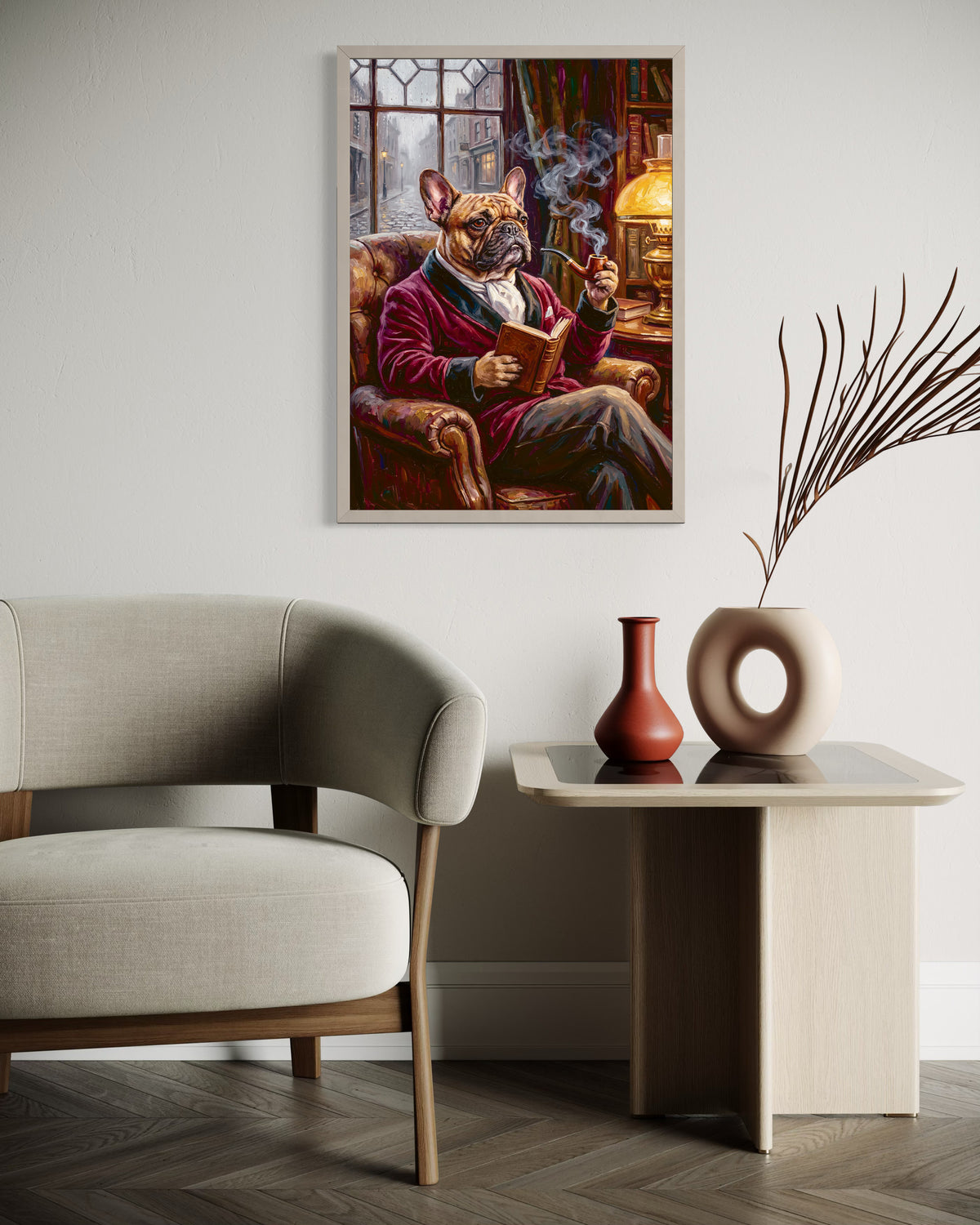 French Bulldog Smoking in a room
