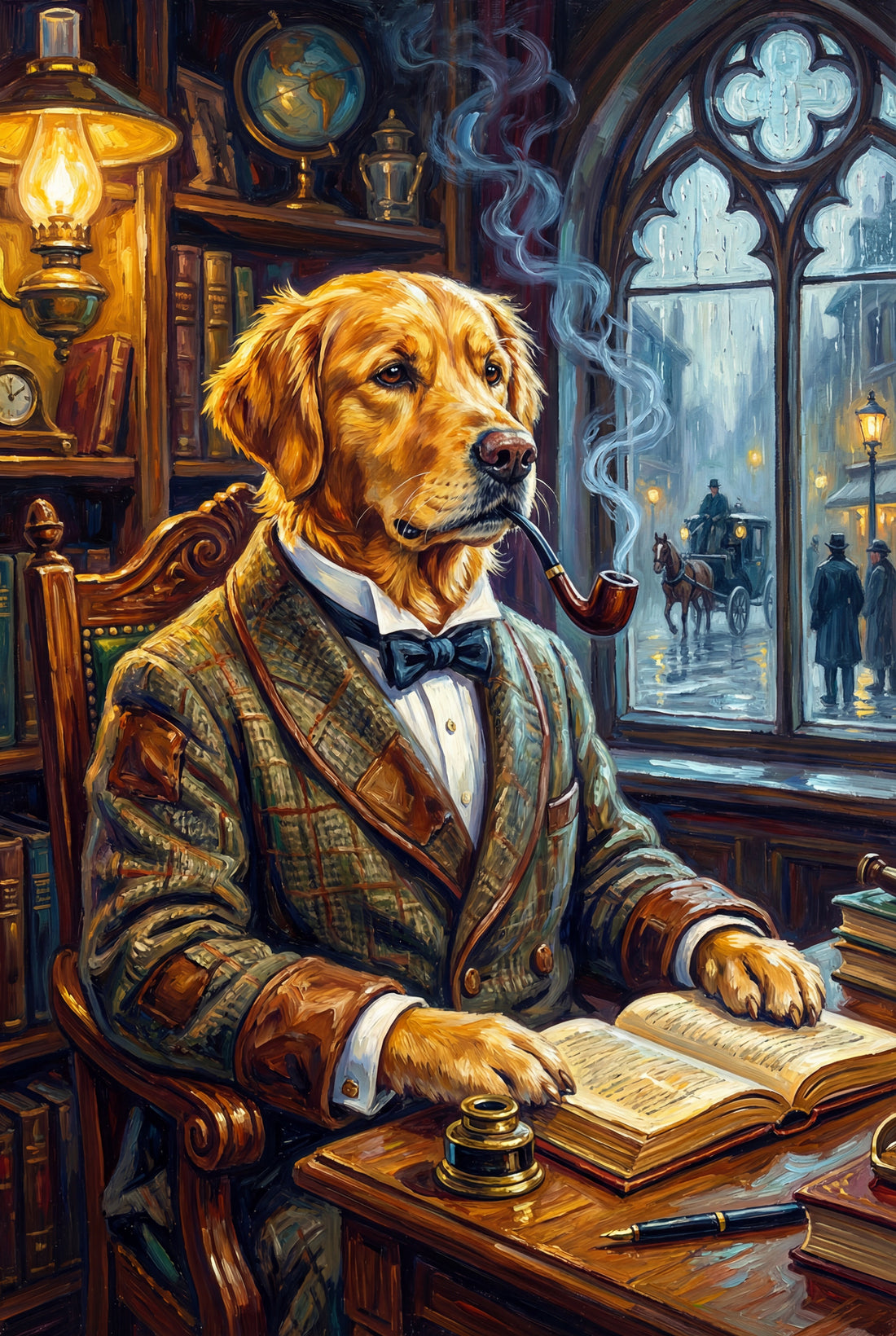 Golden Retriever Smoking framed preview