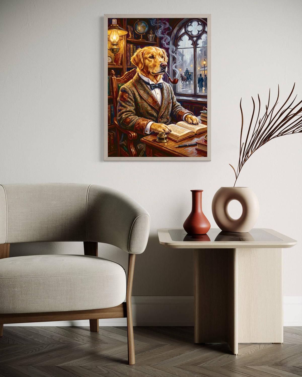 Golden Retriever Smoking in a room