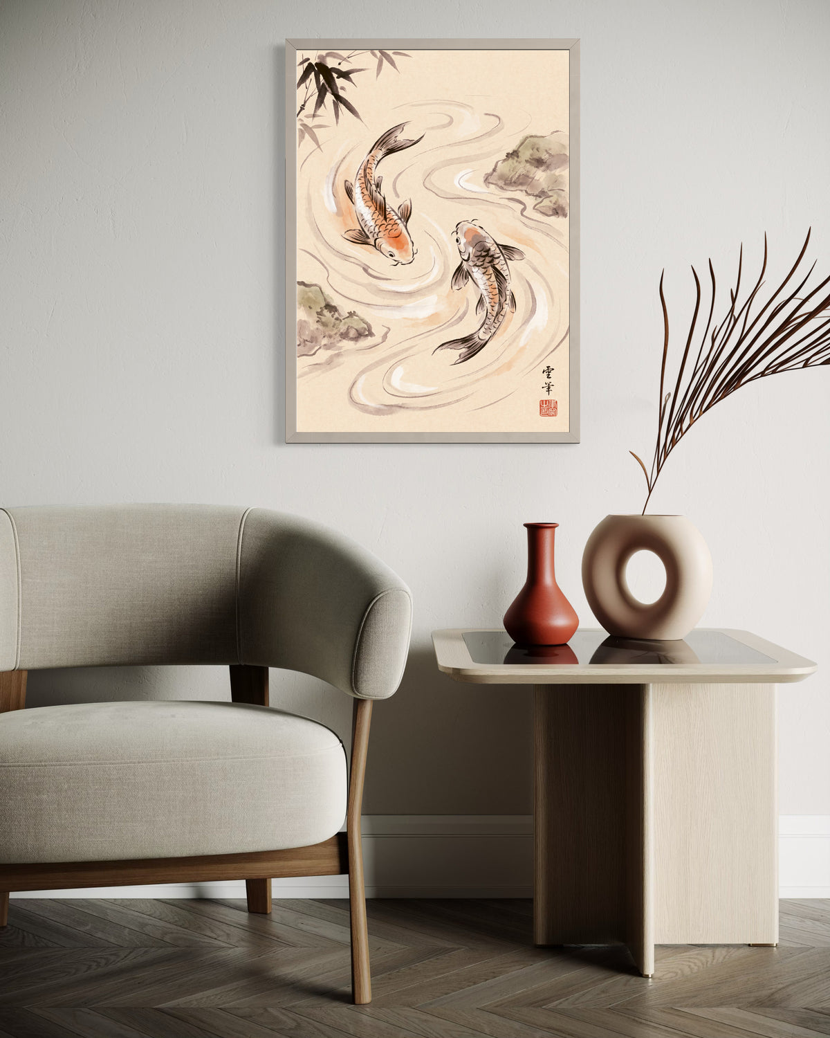 Japanese Art Koi Fish in a room