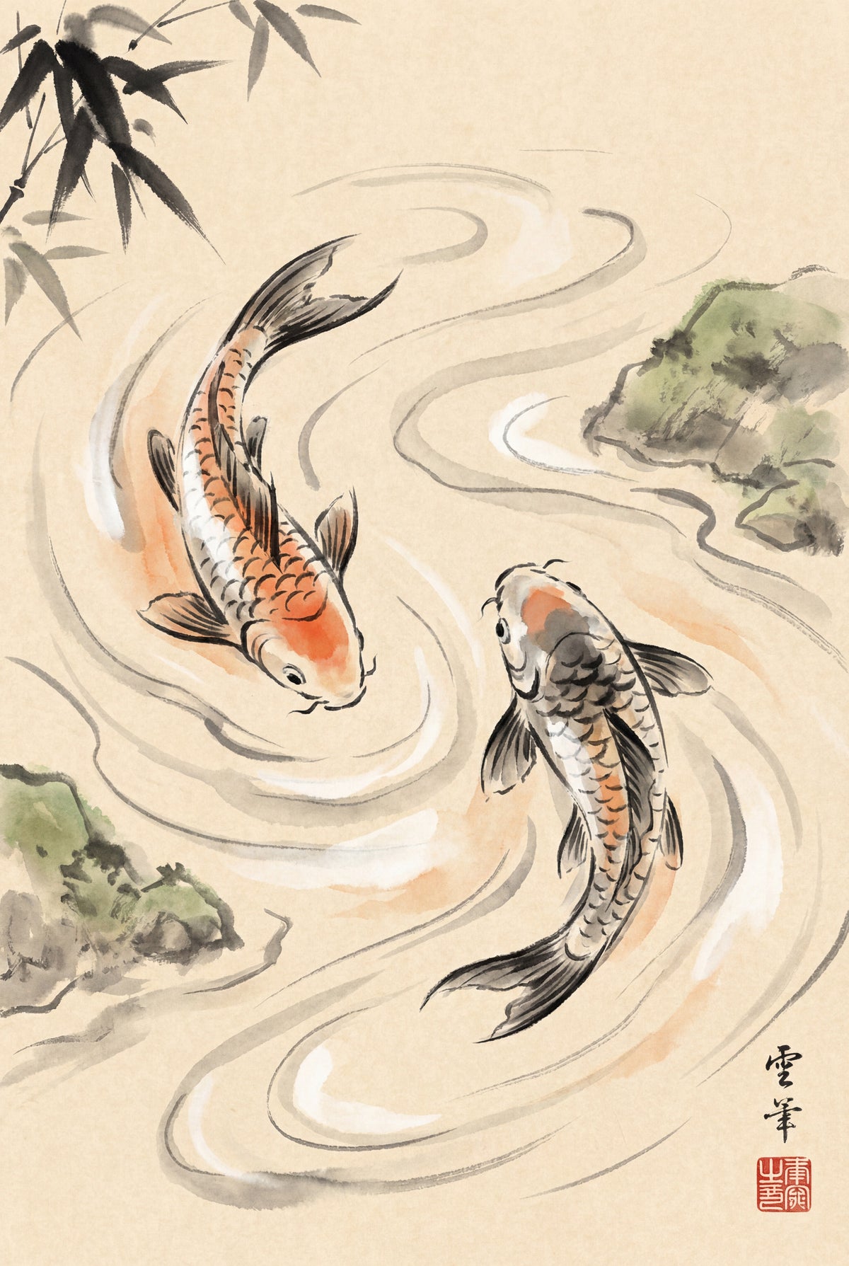 Japanese Art Koi Fish