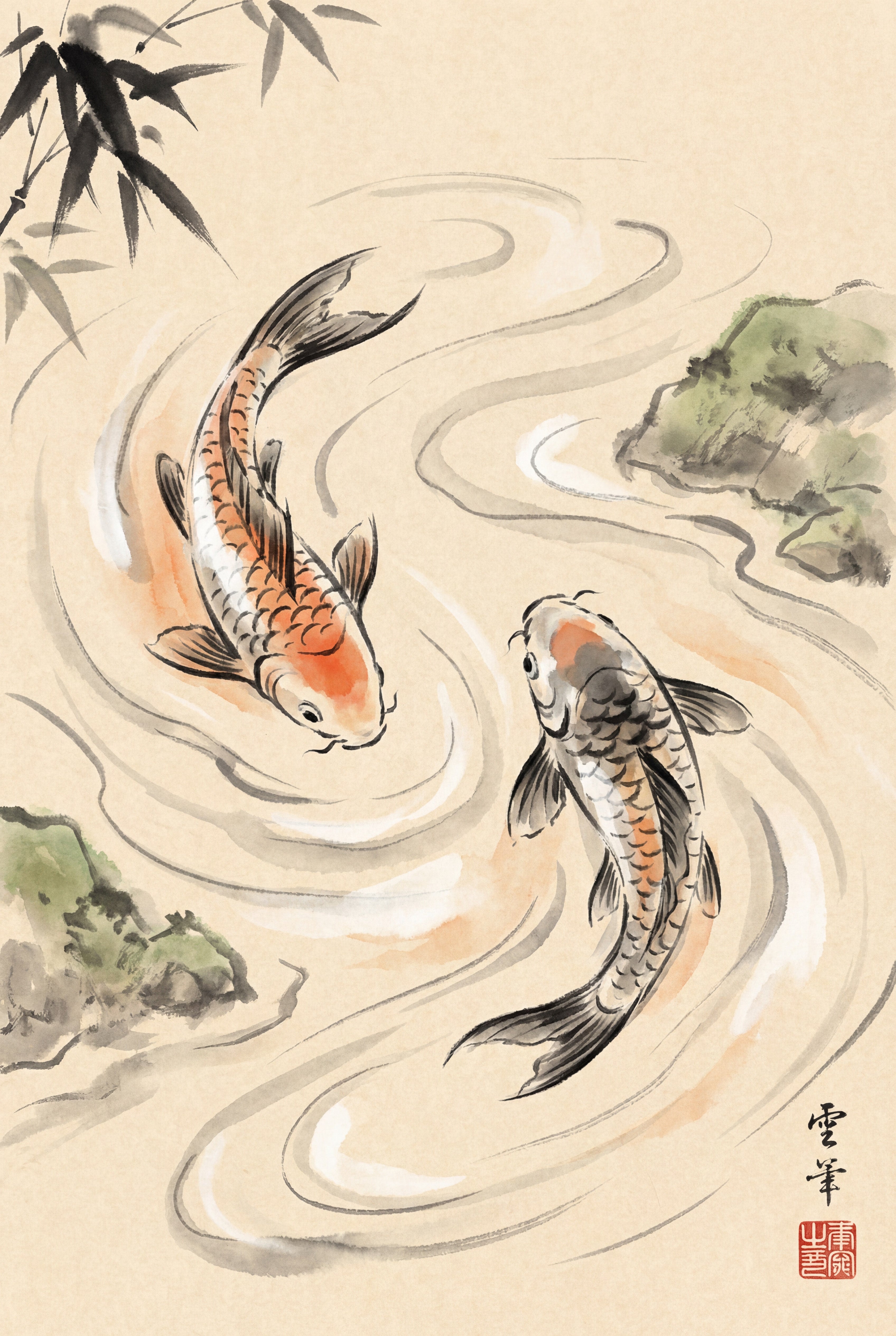 Japanese Art Koi Fish